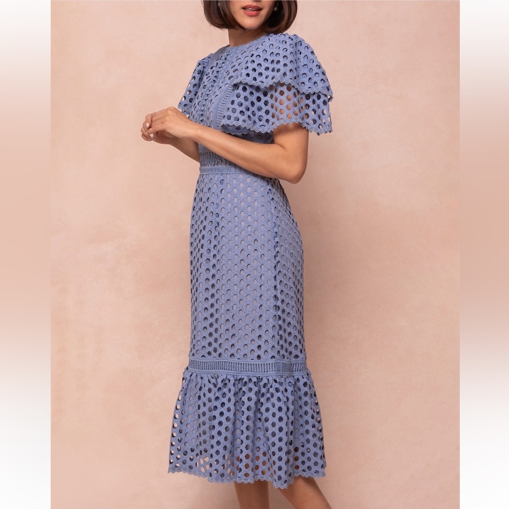 Ivy City Co Blue Eyelet Midi Dress